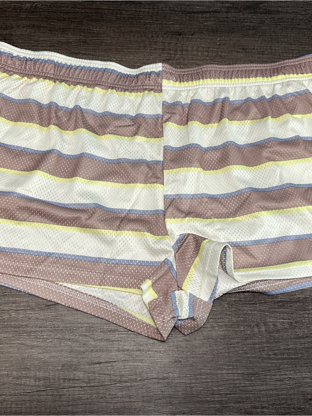 Grayson Threads Pastel Striped Bike Shorts - Beige, White, Blue, Yellow